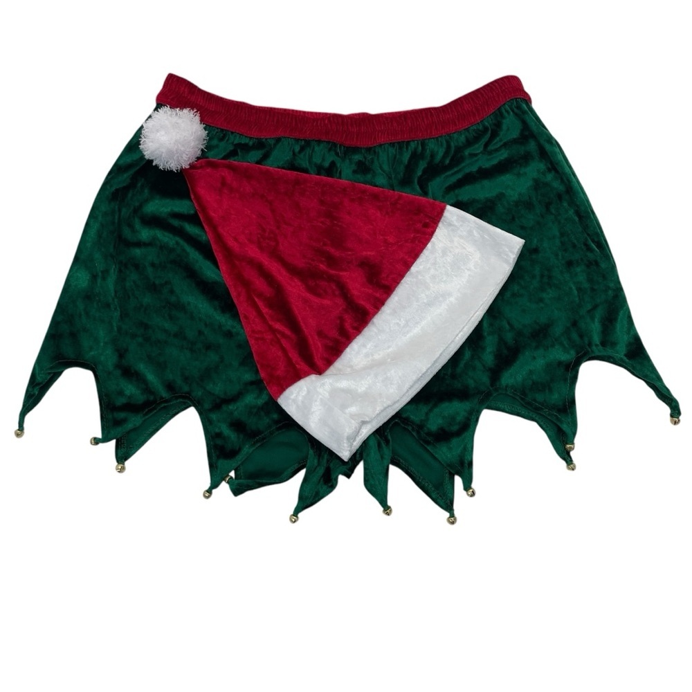 Christmas Elf Velvet Boxer & Hat Set Large Green/Red